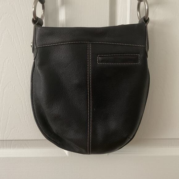 B. MAKOWSKY Leather Bag Crossbody Black Shoulder Handbag 2000s Buckle - Picture 3 of 4